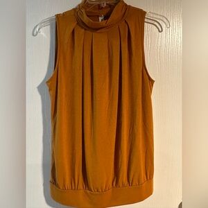 Zenana Outfitters Sleeveless Mock Neck Top - Rust Orange